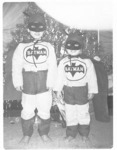 That's me on the right, in my obviously more girly Batgirl costume. Apparently not an early reader.